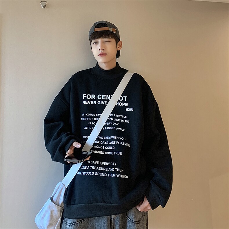 WY28-P32港风高领字母印花卫衣,男装卫衣,星座1501-1