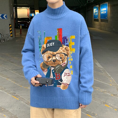 M18211-P45 加绒款-P65半高领毛衣男士大码针织衫男毛线衣男图片