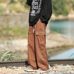 秋季高街机能多口袋工装裤男宽松直筒休闲抽绳阔腿长裤 K7385-P38图片