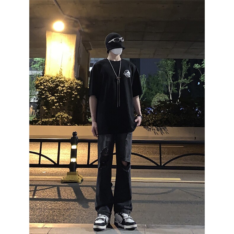 B221 美式ins高街暗黑系小众拉链直筒牛仔裤 LK23073-P65 控88图片