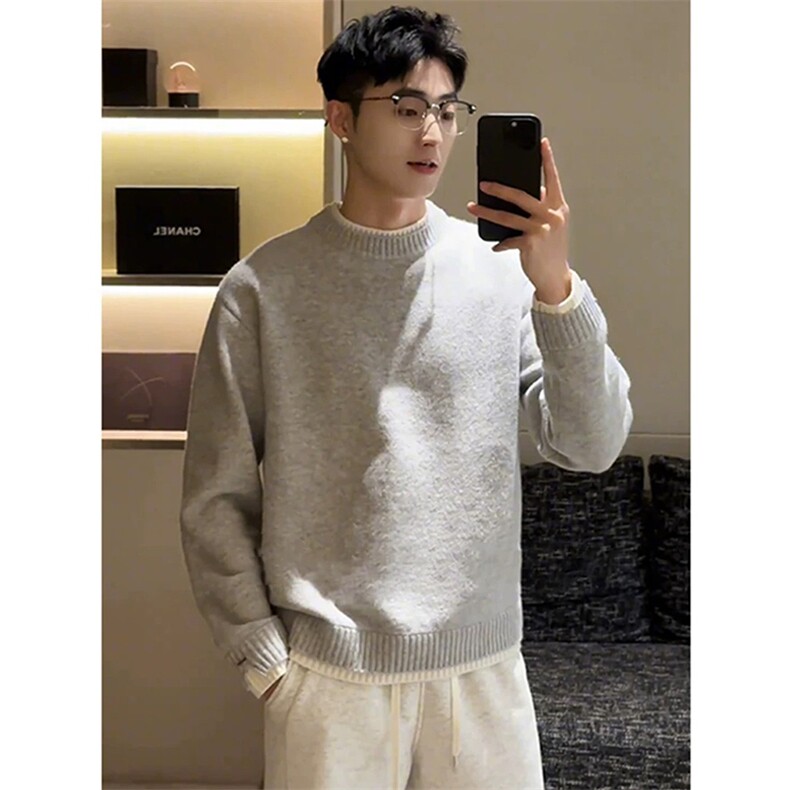 网图有货假两件毛衣男女秋冬韩系内搭打底针织衫外套A1223-P63,男装T恤,星座1505