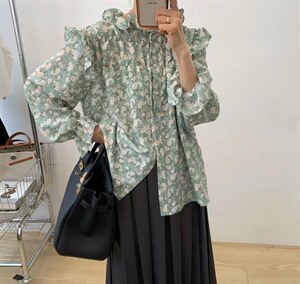 【素妮】2022新春韩系气质雪纺小衫图片