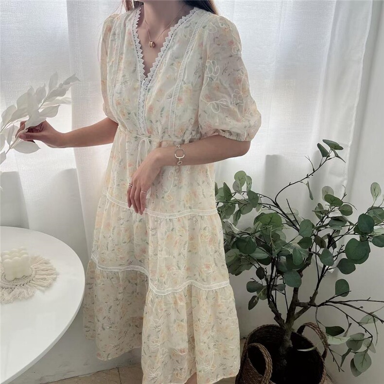 设计师品牌印花连衣裙，女装连衣裙，PURE