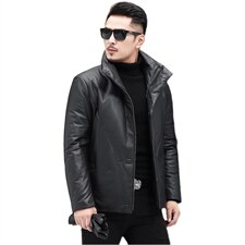 BJ89906冬季男士立领绵羊皮加厚皮衣外套皮夹克羽绒服P720,男装皮衣,电商B360