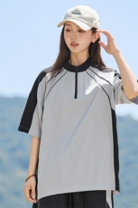 2025夏季新款青少年运动短袖拼接五分袖男女T恤A406T6069特P35，男装T恤，星座309（原A406）