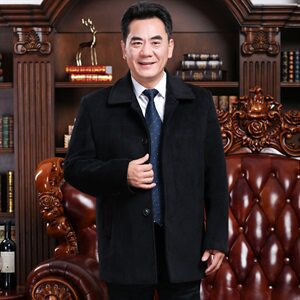8019/ 老年人呢大衣爷爷中长款大衣父亲冬季外套图片