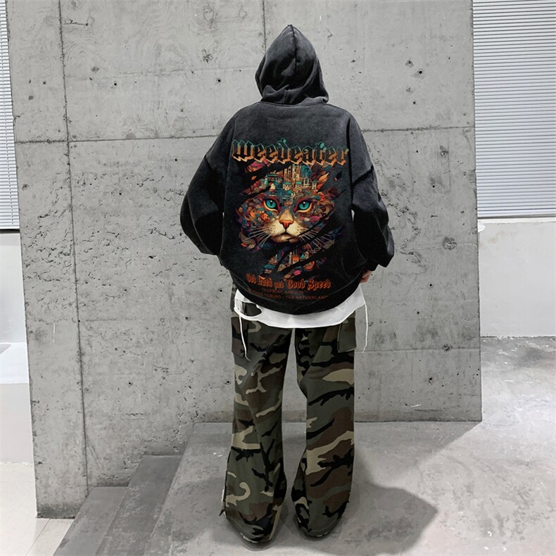 美式潮牌重磅水洗做旧连帽卫衣力推大码男XZ517A-2-Y7757-P68,男装卫衣,星座517A-2
