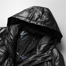 W21126海宁皮衣男头层牛皮白鸭绒羽绒服连帽皮风衣冬P800,男装皮衣,电商B360