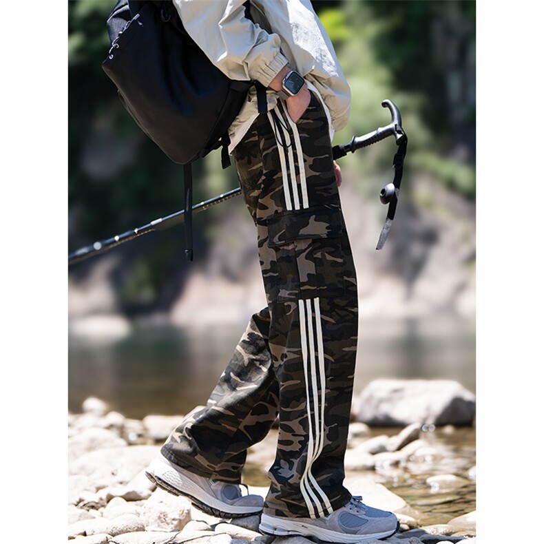 美式复古迷彩工装裤夏季高街宽松直筒拖地垂感休闲长裤D1005/P58,男装工装外套,电商B381-2