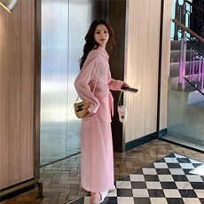 时尚条纹衬衣+条纹半裙两件套2025夏2c107-5016-p155k215，女装套装/套裙，2C107