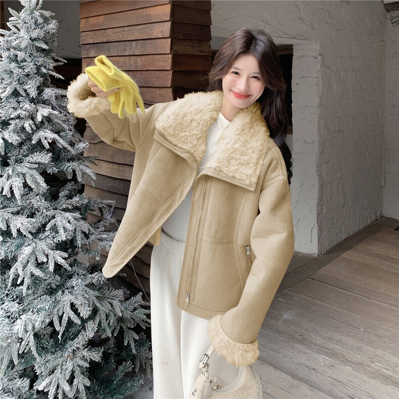 8682蓝色羊羔毛外套女8682-P210-K318,女装毛呢外套,2C232