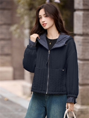 现货2025冬装新款连帽撞色时尚休闲女士棉衣棉服，女装棉衣/棉服，木子恋