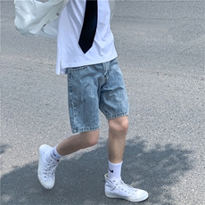 2024宽松牛仔裤夏季直筒五分裤韩版百搭阔腿裤805-BK63-P45控58，男装牛仔裤，星座809B（原星座805）