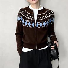 2025年秋季时尚百搭通勤简约休闲费尔岛圆领，女装羊毛衫，新胜羊绒