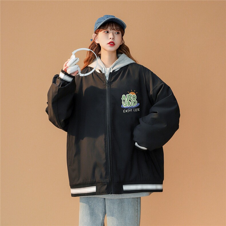 中性风22秋冬新品趣味印花百搭情侣棉衣夹克外套MY95P75控98,男装夹克,A247A