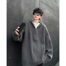 XZ-221-5/MY1566/P60秋冬韩系慵懒风双拉链连帽针织衫毛衣外套，男装针织衫/毛衣，星座221-5