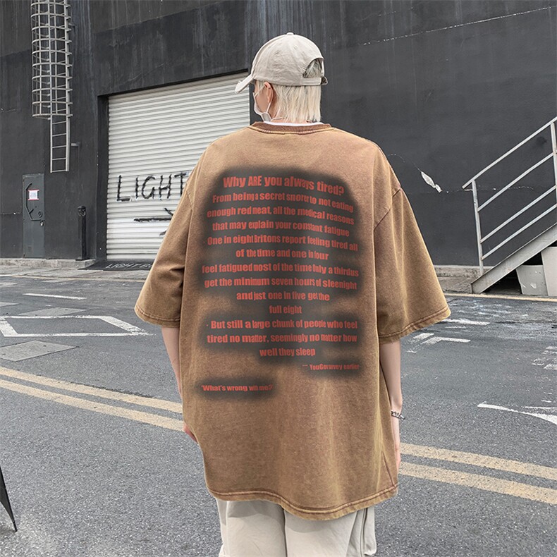B239-X1023-P38美式字母做旧水洗短袖落肩袖短袖T恤男,男装T恤,星座514-2(原B239)