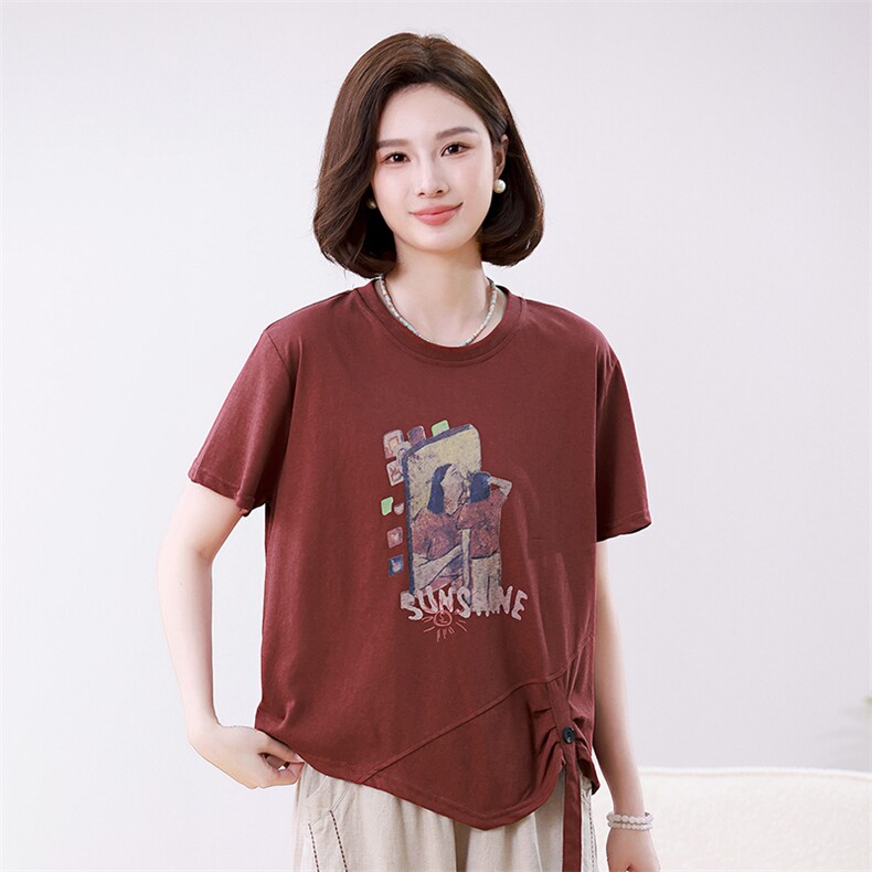 时尚宽松短袖T恤女夏季新款韩版百搭显瘦印花上衣休闲舒适女装图片