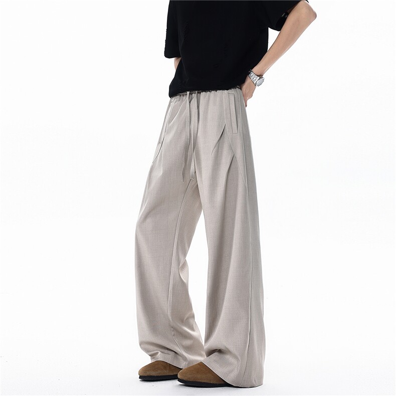 春夏褶皱设计休闲裤大码宽松垂感西裤直筒长裤通勤裤子LK511特P42，男装西裤，电商B215