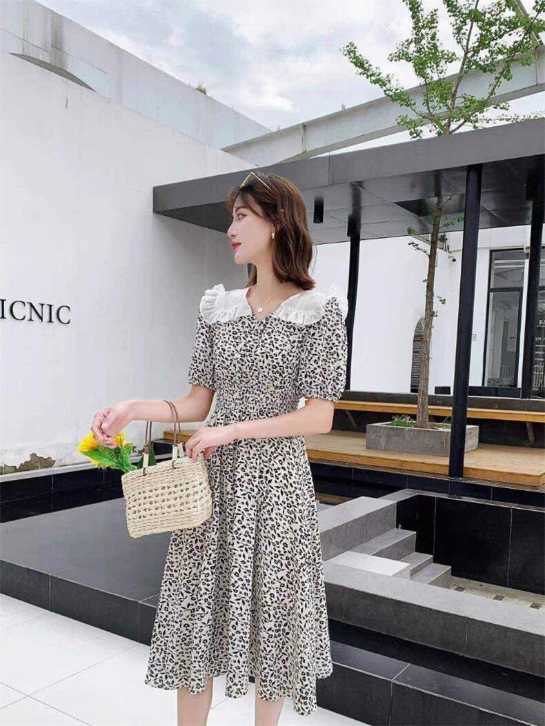 2021年夏季新品娃娃领印花连衣裙，女装连衣裙，圣伊敏