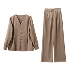 高端职业套装女春秋2025新款高级感通勤气质时尚洋气阔腿裤两件套，女装套装/套裙，时尚俏佳人