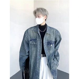 秋季款-重工原版高品质J26满天星牛仔夹克外套蓝色黑色图片