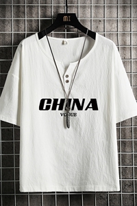 TY61001-P30 v领亚短袖t恤男大码半袖半截袖图片