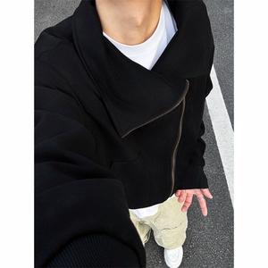 档口现货~春季麂皮绒可翻立领双拉链短款卫衣夹克外套 JK2572批85图片