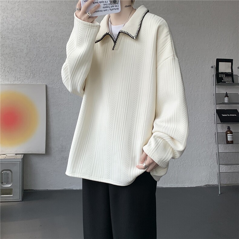 WY10176-特批40加绒P50亨利领手缝线设计感百搭麦穗纹大码卫衣,男装卫衣,电商A059