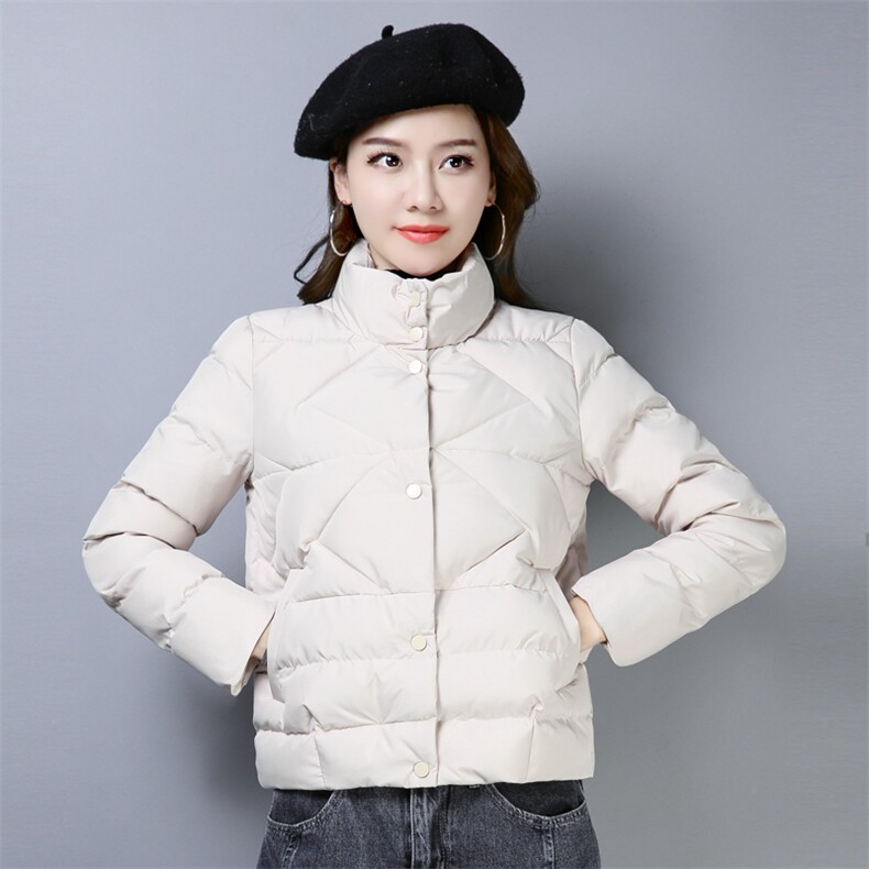 休闲时尚短款拉链连帽棉衣/棉服2020年冬季宽松修身显瘦都市，女装棉衣/棉服，小林双子