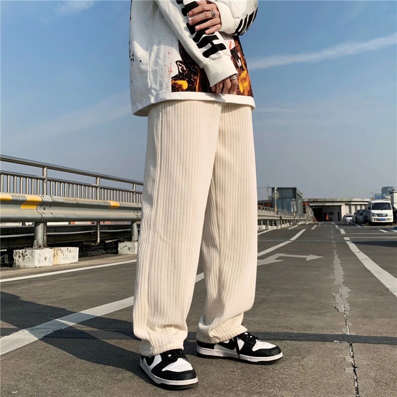 灯芯绒休闲长裤男秋冬季加厚坠感阔腿裤K26P38，男装休闲裤，星座1116-2