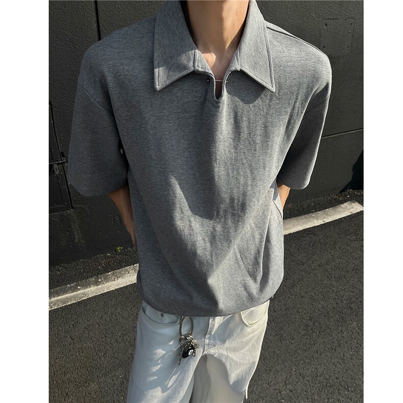 夏季新品老钱风宽松休闲POLO衫短袖T恤上衣男H1083特P35，男装Polo衫，电商A341