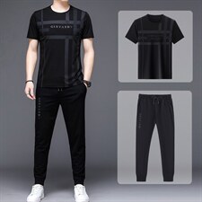 2023年夏款潮流休闲时尚男士运动短袖套装P135，男装休闲套装，电商D223-1