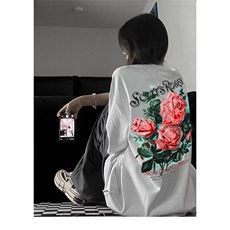 高品质纯棉短袖-宽松落肩款-白墨印花尺码:M-3XL，男装T恤，星座506A