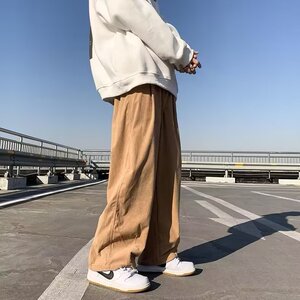 春秋新款日系复古灯芯绒裤子男女高街ins潮垂坠感阔腿拖地长裤图片