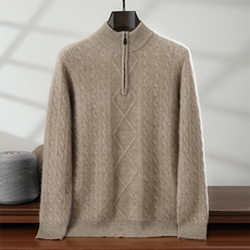 秋冬纯色针织套头上衣时尚休闲风，男装针织衫/毛衣，隆格羊绒