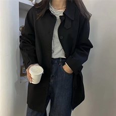 撞色拼接风衣外套，女装风衣，炫女孩