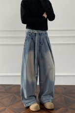 2025秋季新款内景美式工字褶弯刀牛仔裤M-5XLGK25654-P60，男装牛仔裤，电商A022