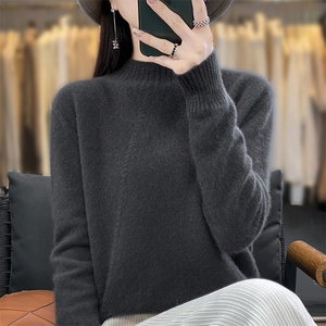 半高领毛衣女秋冬新款时尚纯色简约百搭羊毛针织衫图片