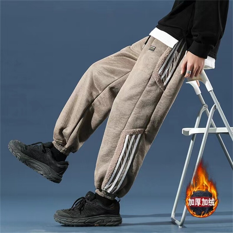 羊羔绒裤子棉裤冬季加绒加厚卫裤保暖麂皮绒运动男裤C111-P85，男装棉裤，星座816A（原B366）