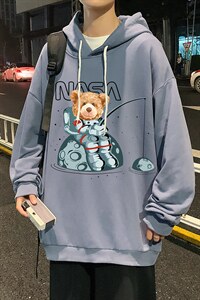 WY2251-P35 纯棉连帽卫衣男大码运动帽衫宽松薄外套男图片