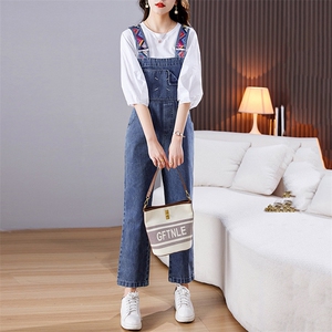 少女感高级甜美俏皮休闲牛仔背带裤女裤子2023年新款春夏图片