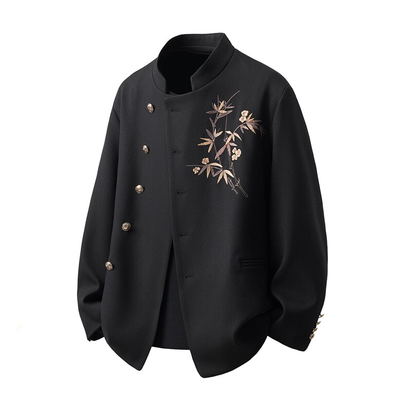 风竹子刺绣M-5XL大码95%涤纶5%氨纶中式西服XF78309特P70控128,男装西服,星座227-7