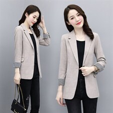 西装外套女春秋2025年新款职业休闲气质时尚薄款流行格子西服女装图片