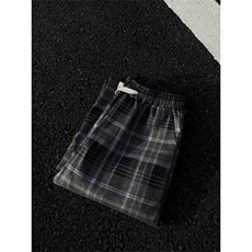 2024/格子裤直筒拖地cleanfit磨毛阔腿裤子1005-3-SGA864-P60控78，男装休闲裤，星座1005-3