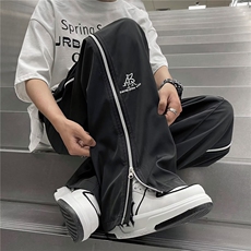 阔腿裤男韩版潮流拉链开衩字母夏季新款ins宽松长裤QK32-P38，男装休闲裤，星座1109-3