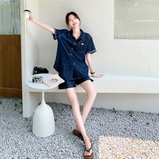 薄款牛仔衬衫短裤两件套装女夏显瘦遮肉美式小个子显高流行炸街，女装套装/套裙，2C262