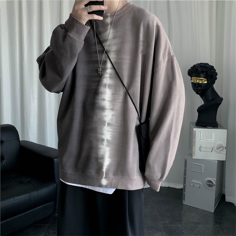 韩版ins潮牌扎染小众情侣上衣复古渐变长袖圆领卫衣男 W5301-P26图片