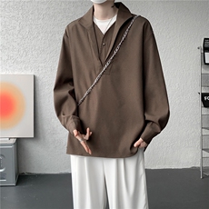 男士春秋免烫新中式男装套头衬衣男士短袖POLO衬衫男款休闲上衣，男装T恤，电商B319