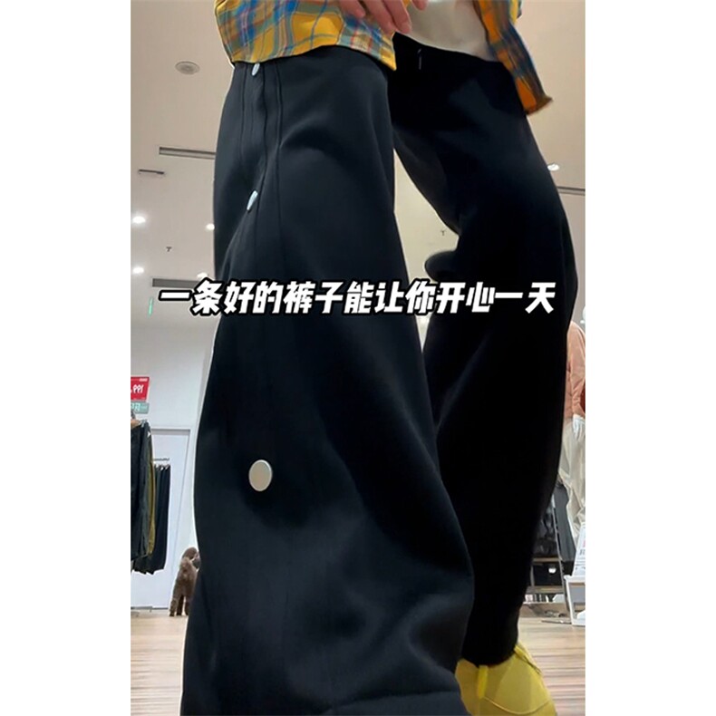 特批P32无差价秋季抖音侧边排扣卫裤男青少年痞帅拖地裤K1979,男装休闲裤,电商A001
